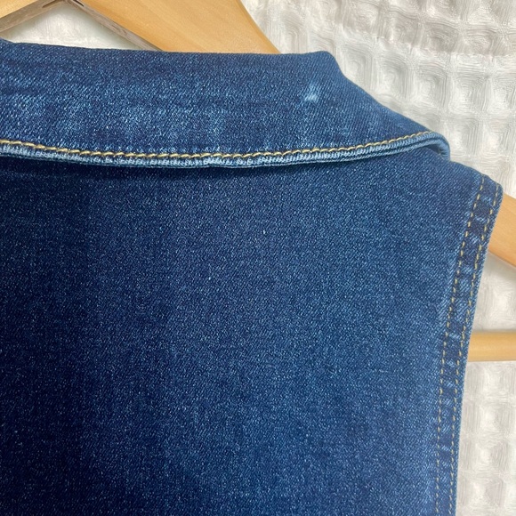 SHEIN Dark Denim Zip Front Jean Wide Leg Jumpsuit Sz XL - Picture 6 of 14